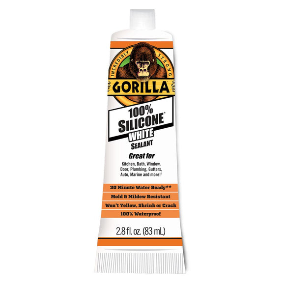 (2 pack) Gorilla Glue Brand Silicone Sealant, 2.8oz. White